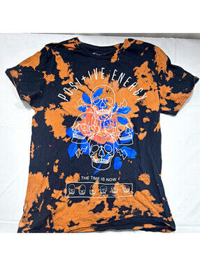 Chemistry Men's M Black Bleach Dye Skull Graphic Crew Neck T-Shirt Cotton